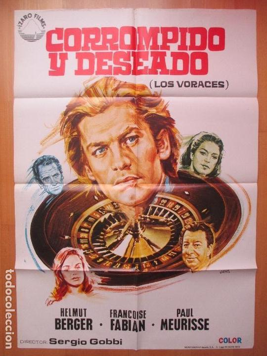 Kino: CARTEL CINE, CORROMPIDO Y DESEADO, LOS VORACES, HELMUT BERGER, FRANCOISE FABIAN, JANO, 1973, C613