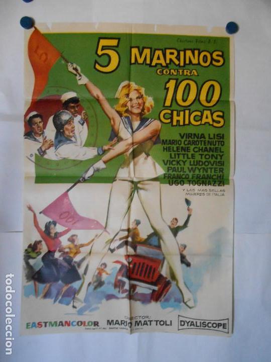 Cine: 5 MARINOS CONTRA 100 CHICAS - CARTEL ORIGINAL 70 X 100