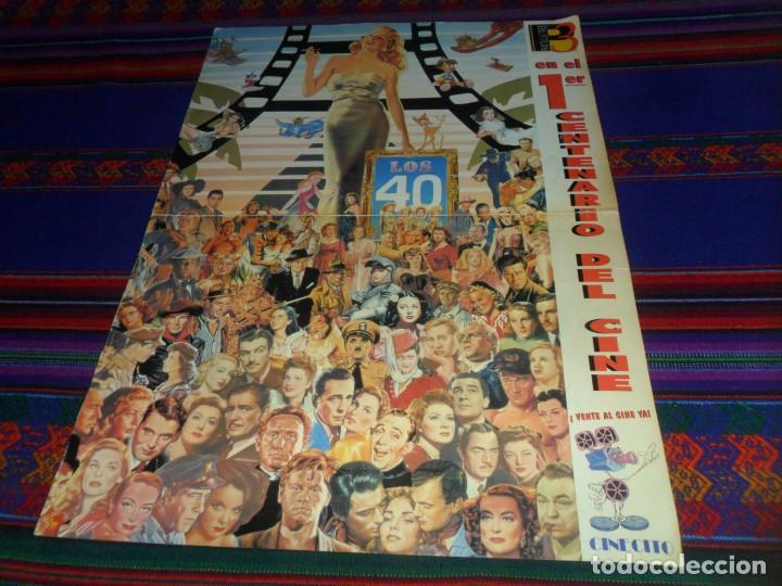 Cine: CARTEL PRIMER CENTENARIO DEL CINE A&Ntilde;OS 40. PANTALLA 3 Y CINECITO. 47X35 CMS.