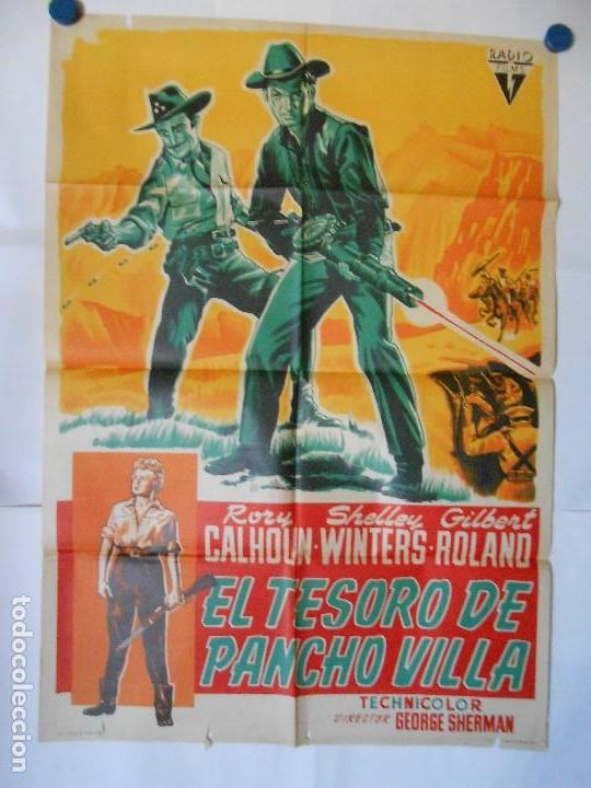 Cinema: EL TESORO DE PANCHO VILLA - CARTEL LITOGRAFICO ORIGINAL 70 X 100
