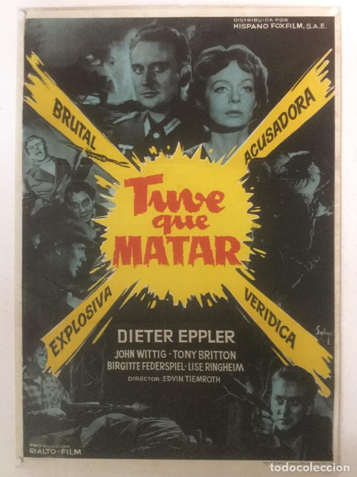 Cine: tuve que matar - cartel poster original - soligo dieter eppler john witting