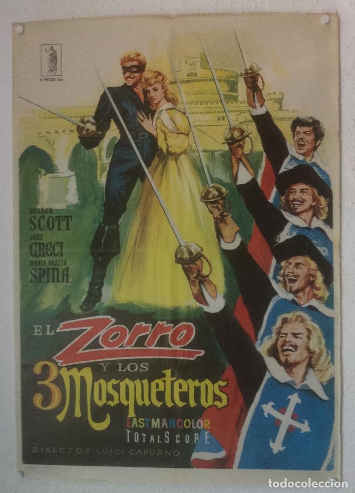 Cin&eacute;ma: el zorro y los 3 mosqueteros - cartel poster original - gordon scott maria grazia spina