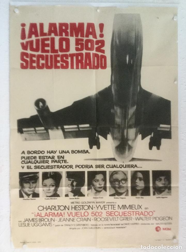Cine: alarma vuelo 502 secuestrado - poster cartel original - charlton heston yvette mimieux Skyjacked