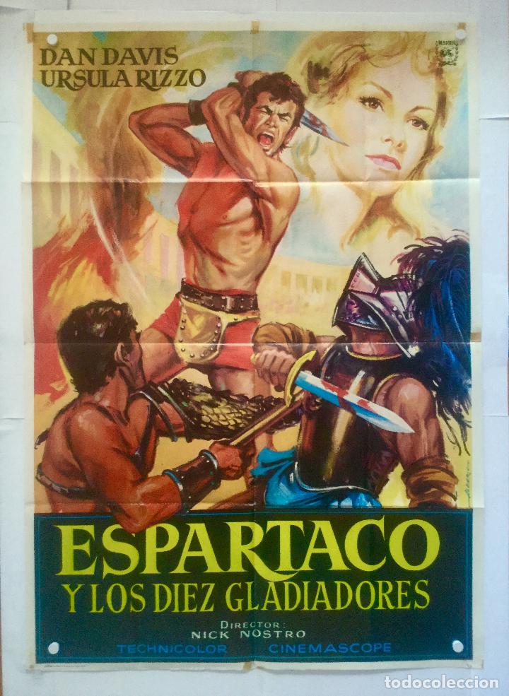 Cin&eacute;ma: espartaco y los diez gladiadores - poster cartel original - dan davis ursula rizo helga line