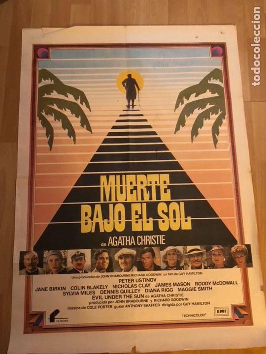Cinema: Cartel o poster muerte bajo el sol.agatha christie.peter ustinov James mason maggie smith