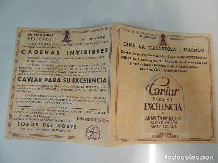 Cin&eacute;ma: caviar para su excelencia - folleto mano original doble akim tamirof lloyd nolan troquelado impreso