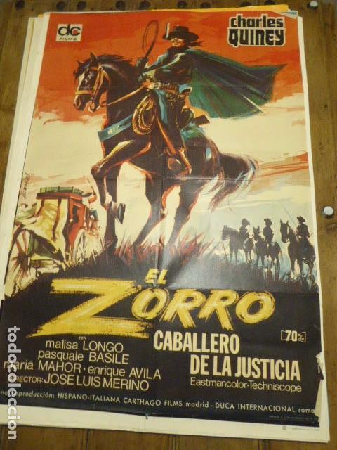 Cinema: CARTEL DE CINE- MOVIE POSTER. EL ZORRO EL CABALLERO DE LA JUSTICIA. 100X70 CM