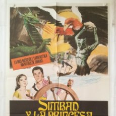 Cinema: SIMBAD Y LA PRINCESA - POSTER CARTEL ORIGINAL - THE 7TH VOYAGE OF SINBAD RAY HARRYHAUSEN. Lote 143706654