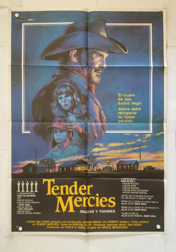 Cine: tender mercies gracias y favores - poster cartel original  robert duvall tess harper bruce beresford