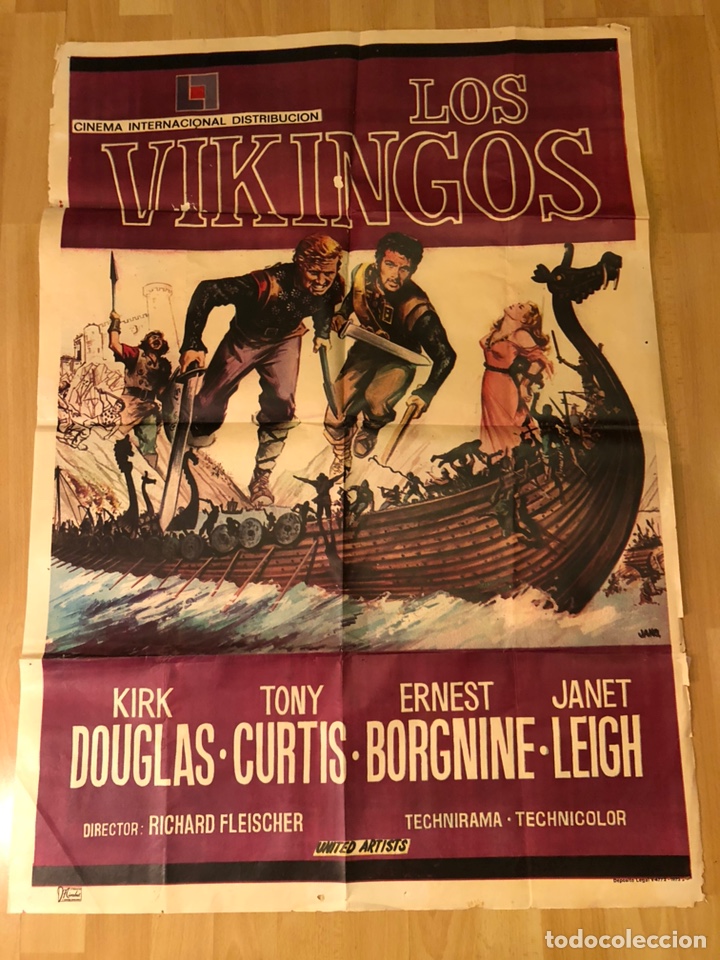 Cinema: Cartel poster los vikingos kirk Douglas Tony curtis