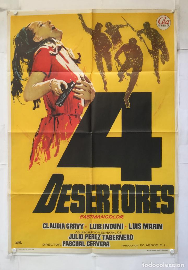 Cine: 4 cuatro desertores - poster cartel original - claudia gravy luis induni pascual cervera jano