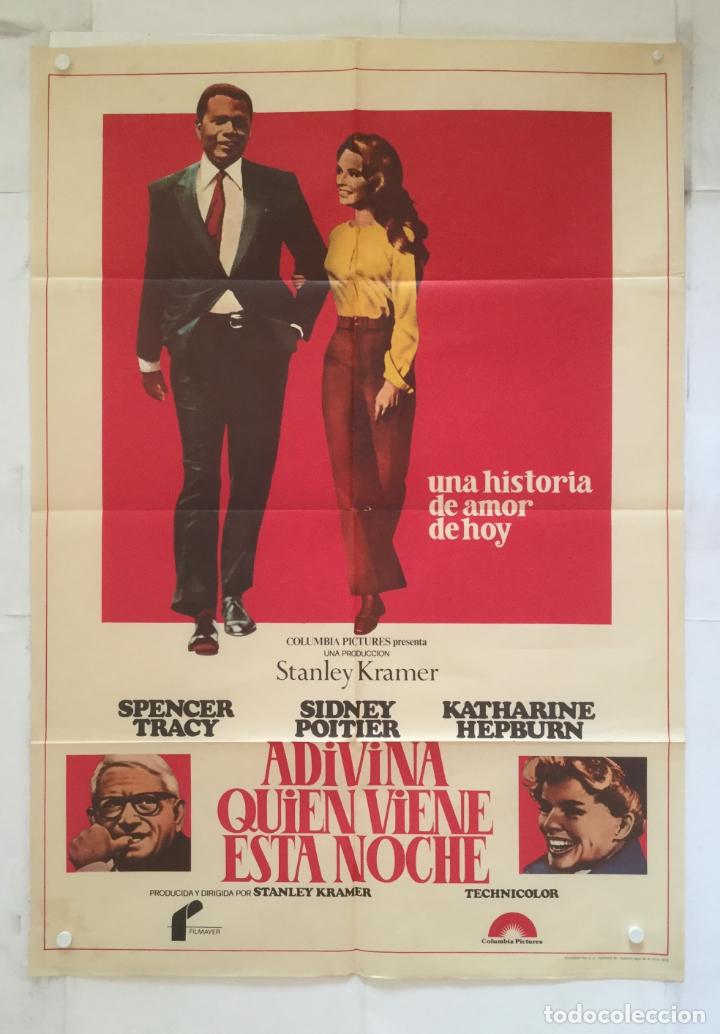 Cine: adivina quien viene esta noche - poster cartel original - spencer tracy sidney poitier kath hepburn