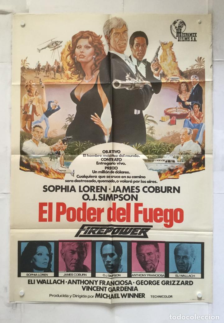 Cine: el poder del fuego - poster cartel cine original - Firepower sofia sophia loren o j simpson j coburn