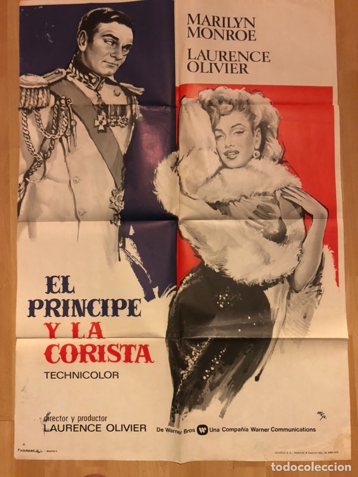 Cinema: Cartel o poster el principe y la corista marilyn Monroe laurence olivier 100x70 cm