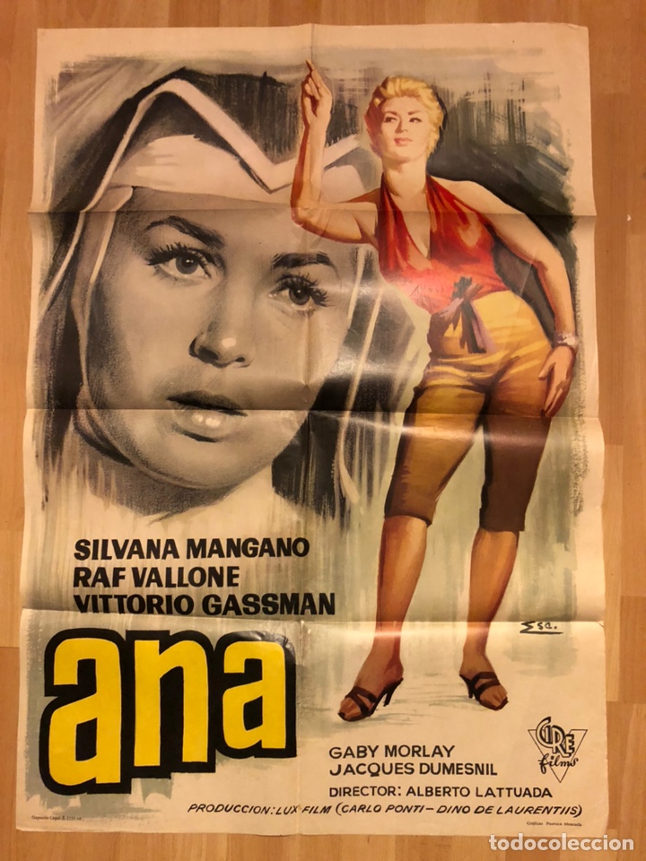 Cinema: Cartel o poster Ana silvana mangano raf vallone vittorio Gassman 100x70 cm
