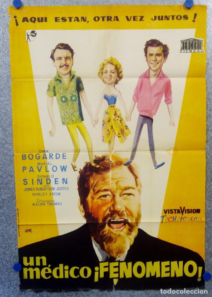 Cinema: Un m&eacute;dico fen&oacute;meno. Dirk Bogarde, Muriel Pavlow, Donald Sinden  A&Ntilde;O 1958. POSTER ORIGINAL