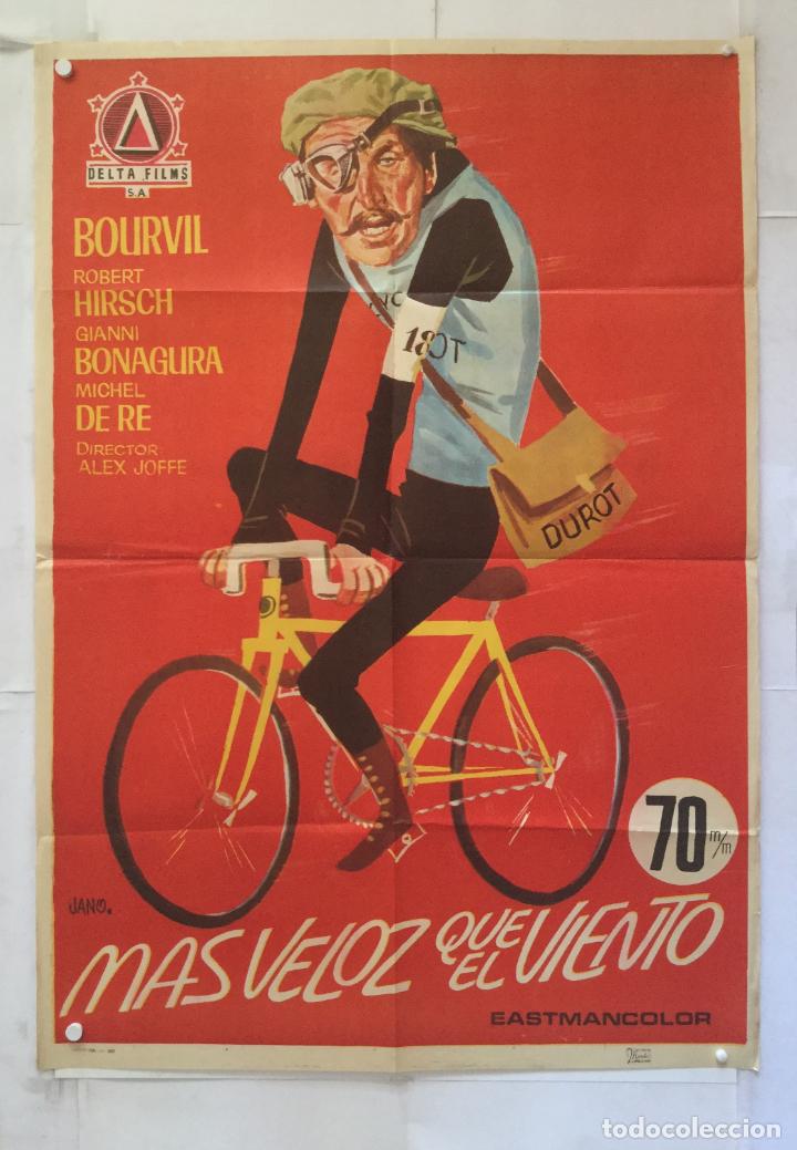 Cine: mas veloz que el viento - cartel poster original - bourvil  jano ciclismo bicicleta Les cracks