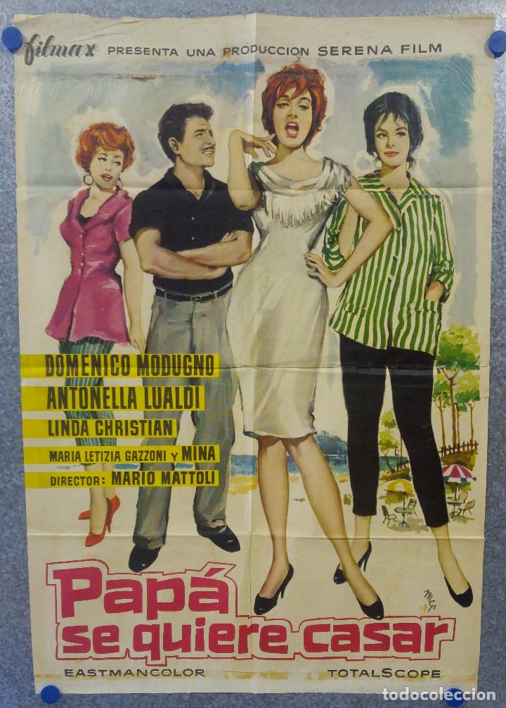 Cine: Pap&aacute; se quiere casar. Domenico Modugno, Antonella Lualdi. POSTER ORIGINAL
