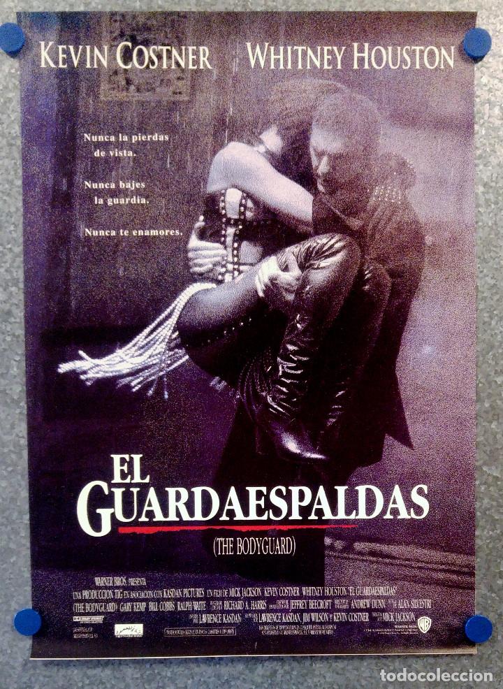 Cine: EL GUARDAESPALDAS. KEVIN COSTNER, WHITNEY HOUSTON. POSTER ORIGINAL 82 X 57
