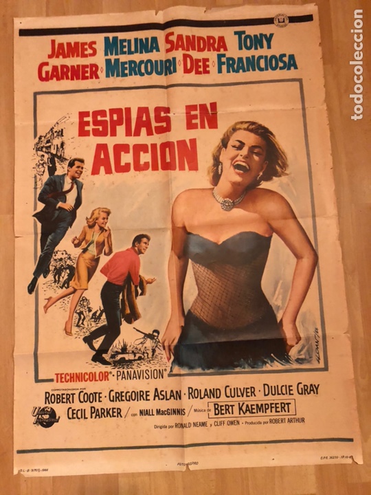 Cinema: Cartel o poster esp&iacute;as en acci&oacute;n james garner Melina mercouri Sandra dee tony franciosa 1966