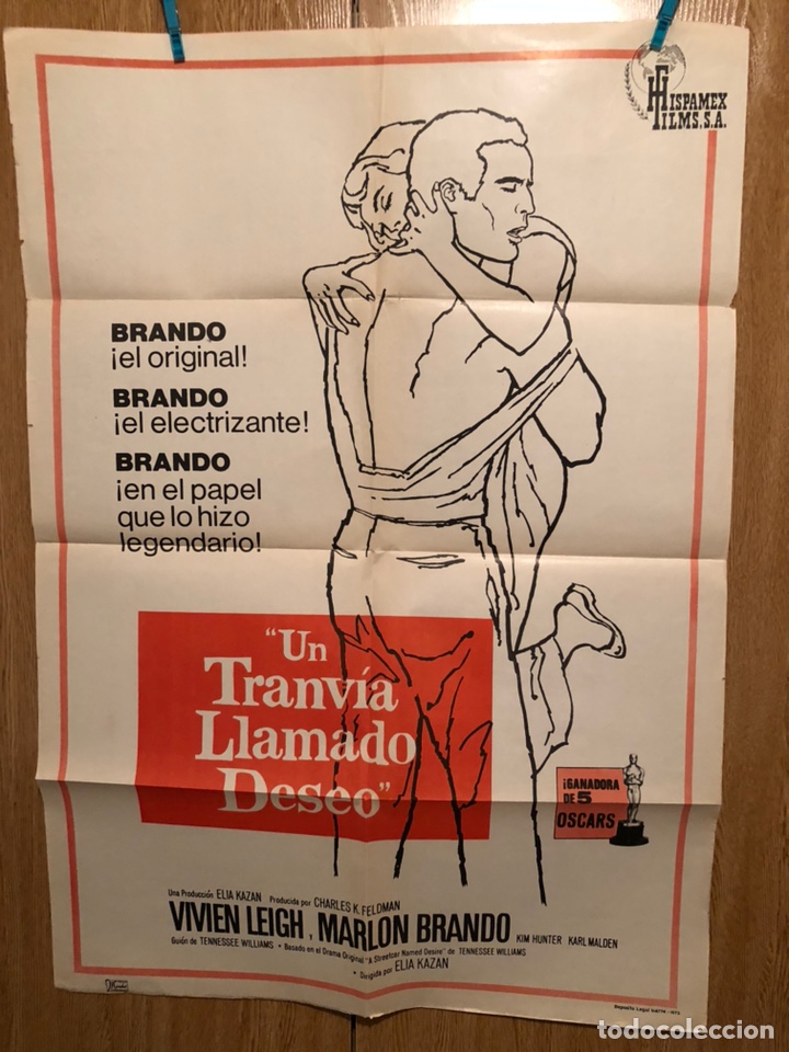 Cine: Cartel o poster un tranv&iacute;a llamado deseo vivien leigh Marlon brando