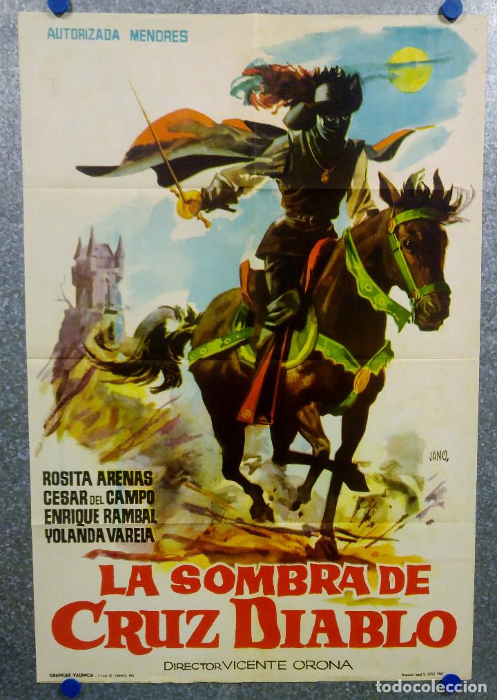 Cinema: LA SOMBRA DE CRUZ DIABLO. Rosita Arenas, C&eacute;sar del Campo, Enrique Rambal  A&Ntilde;O 1961. POSTER ORIGINAL
