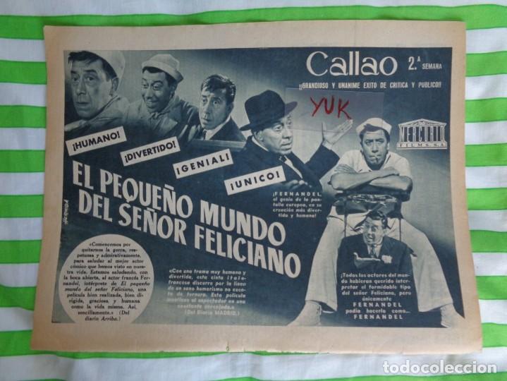 Kino: PUBLICIDAD / ANUNCIO ORIGINAL DE LA PELICULA EL PEQUE&Ntilde;O MUNDO DEL SE&Ntilde;OR FELICIANO - 1954 - FERNANDEL