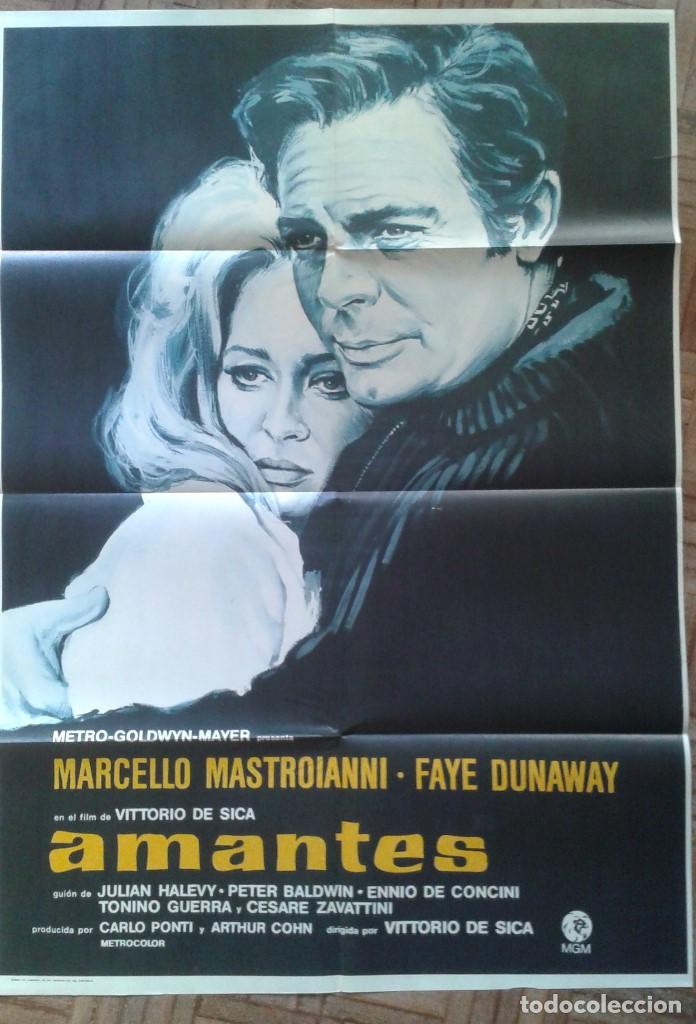 Cin&eacute;ma: AMANTES. POSTER ESTRENO 70X100. MARCELLO MASTROIANNI, FAYE DUNAWAY. VITTORIO DE SICA