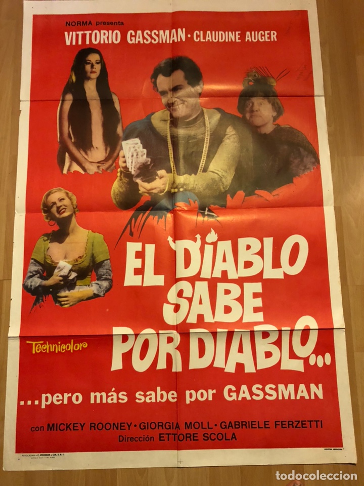 Kino: Cartel o poster argentino el diablo sabe por diablo enamorado vittorio gassman mickey rooney