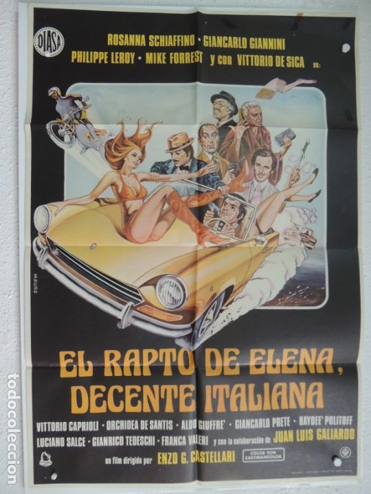Kino: el rapto de elena decente italiana - poster cartel original - enzo g castellari rossana schiaffino