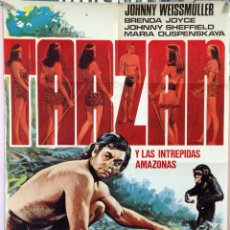 Cine: TARZÁN Y LAS INTRÉPIDAS AMAZONAS. JOHNNY WEISSMULLER. CARTEL ORIGINAL 1970. 70X100