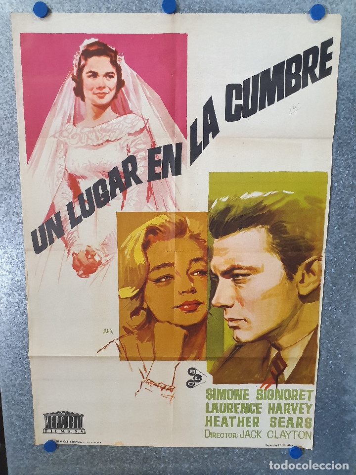 Cinema: Un lugar en la cumbre. Simone Signoret, Laurence Harvey A&Ntilde;O 1964 POSTER ORIGINAL