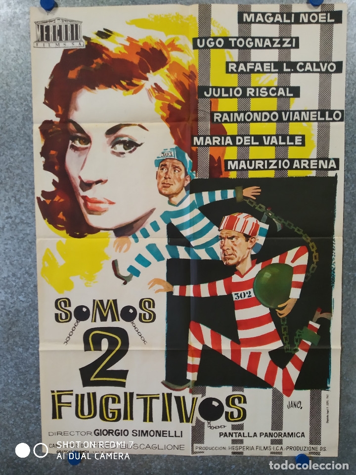 Kino: Somos dos fugitivos. Ugo Tognazzi, Magali No&euml;l, Raimondo Vianello A&Ntilde;O 1961 POSTER ORIGINAL