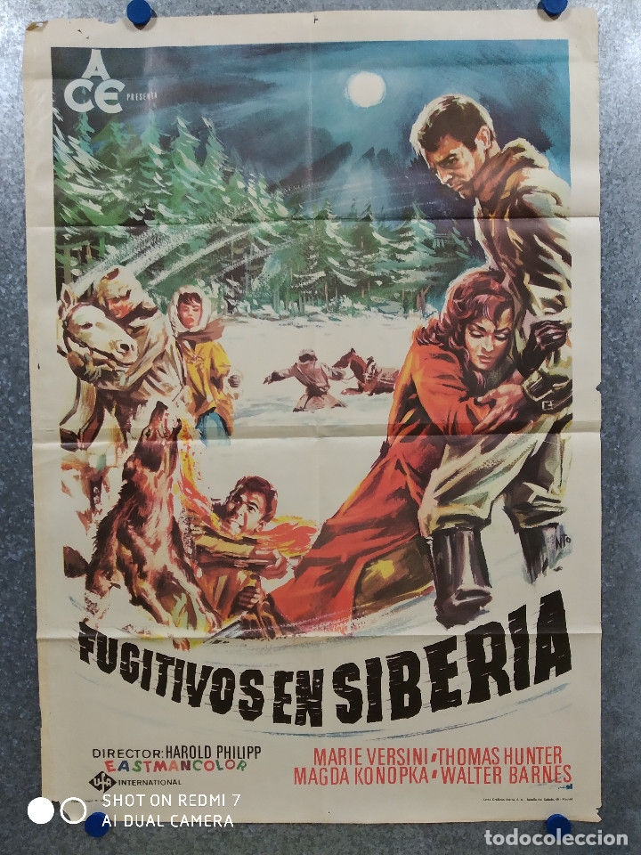 Cinema: Fugitivos en Siberia. Thomas Hunter, Marie Versini, Stanislav ledinek  A&Ntilde;O 1970. POSTER ORIGINAL