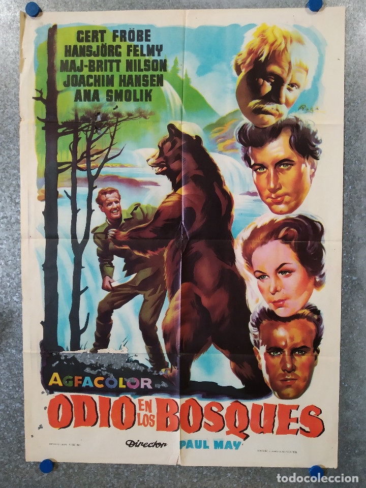 Cin&eacute;ma: Odio en los bosques. Gert Fr&ouml;be, Hansjorg Felmy, Joachim Hansen  A&Ntilde;O 1961. POSTER ORIGINAL