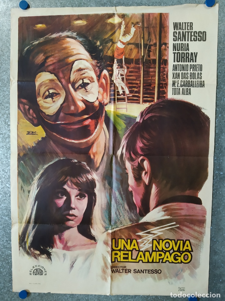 Cinema: Una novia rel&aacute;mpago.Walter Santesso, Nuria Torray. A&Ntilde;O 1972. POSTER ORIGINAL