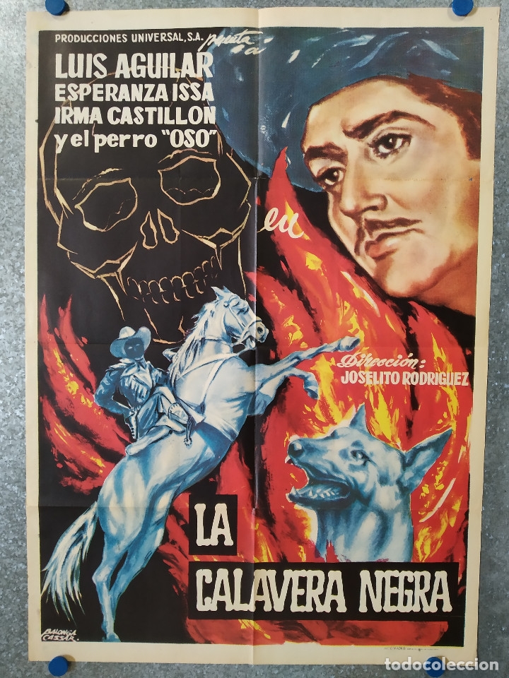 Cin&eacute;ma: LA CALAVERA NEGRA. LUIS AGUILAR, ESPERANZA ISSA, IRMA CASTILLON. A&Ntilde;O 1964. POSTER ORIGINAL