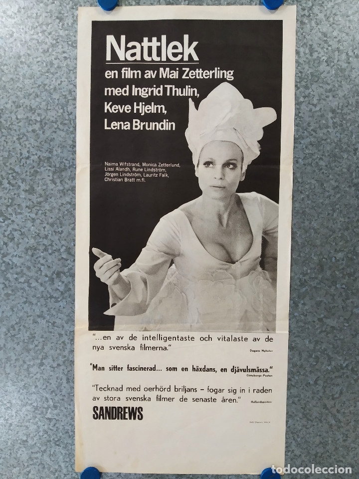 Cin&eacute;ma: Juegos de noche. Nattlek . Ingrid Thulin, Keve Hjelm, J&ouml;rgen Lindstr&ouml;m POSTER ORIGINAL SUECIA SWEDEN
