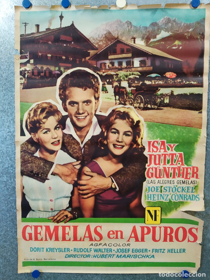 Cin&eacute;ma: GEMELAS EN APUROS. ISA Y JUTTA GUNTHER. POSTER ORIGINAL