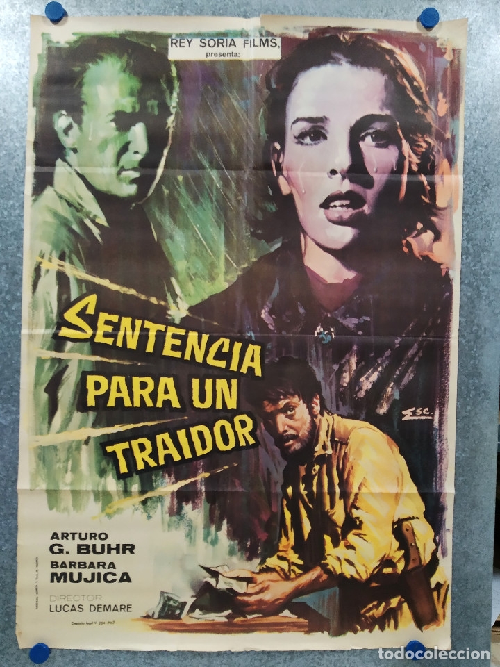 Cinema: SENTENCIA PARA UN TRAIDOR . ARTURO G. BUHR, BARBARA MUJICA. A&Ntilde;O 1967. POSTER ORIGINAL.