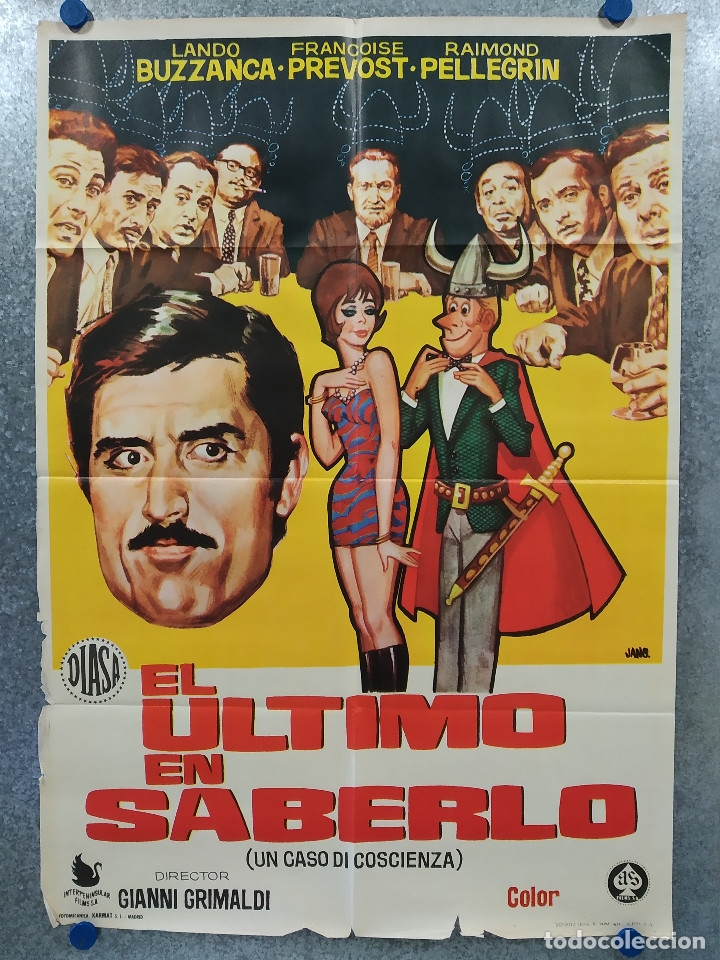 Cinema: El &uacute;ltimo en saberlo. LANDO BUZZANCA, FRANCOISE PREVOST, RAIMOND PELLEGRIN. A&Ntilde;O 1972 POSTER ORIGINAL