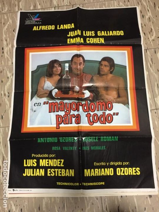 Cinema: CARTEL ORIGINAL CINE 70 X 100 CM APROX Alfredo Landa Galiardo Emma Cohen MAYORDOMO PARA TODO