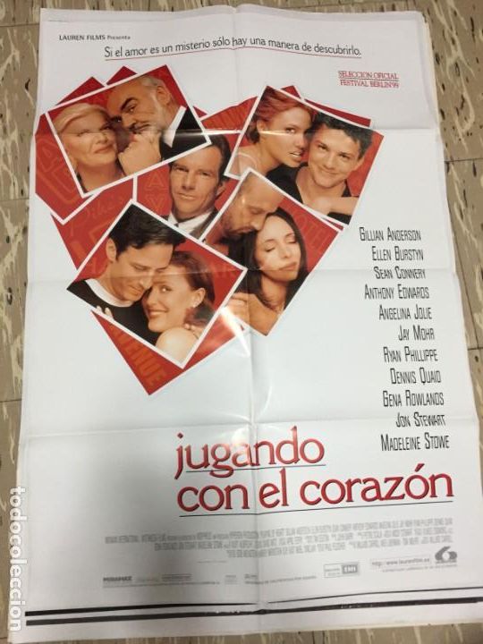 Cinema: CARTEL ORIGINAL CINE 70 X 100 CM APROX ANGELINA JOLIE SEAN CONNERY JUGANDO CON EL CORAZON