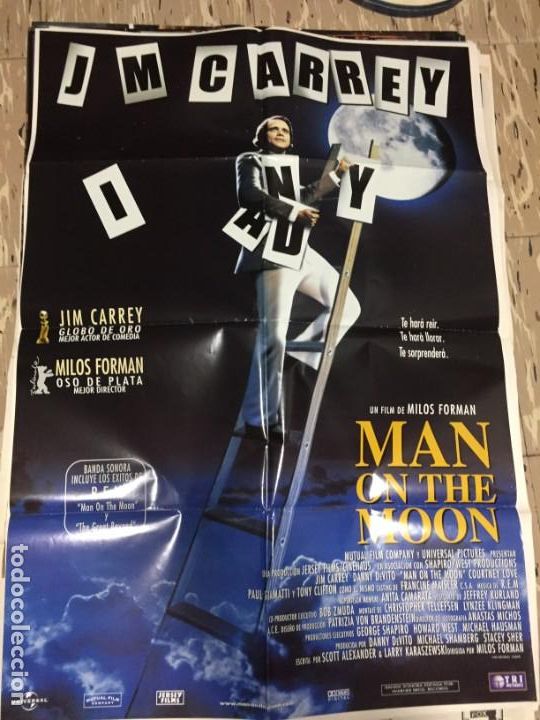 Cinema: CARTEL ORIGINAL CINE 70 X 100 CM APROX Jim Carrey Man on the Moon