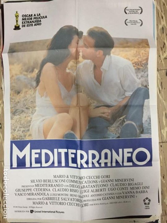 Cinema: CARTEL ORIGINAL CINE 70 X 100 CM APROX Claudio Bigagli  Diego Abatantuono Mediterr&aacute;neo