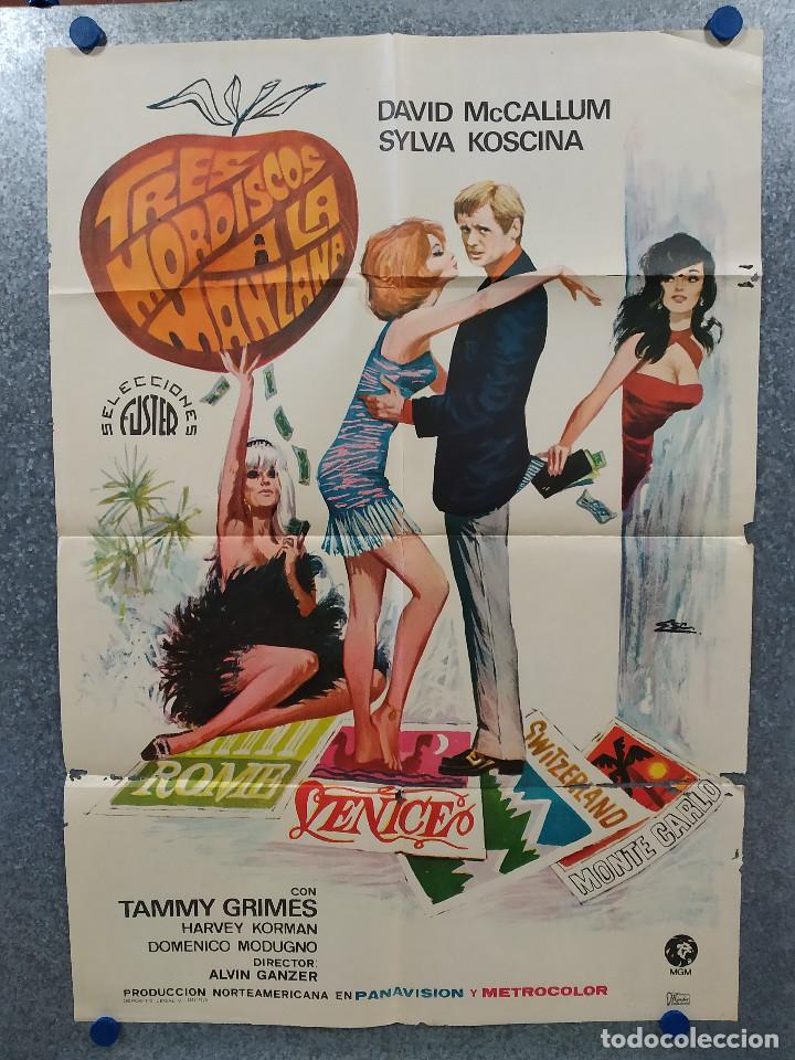 Kino: Tres mordiscos a la manzana. David McCallum, Sylva Koscina, Tammy Grimes,  A&Ntilde;O 1970. POSTER ORIGINAL