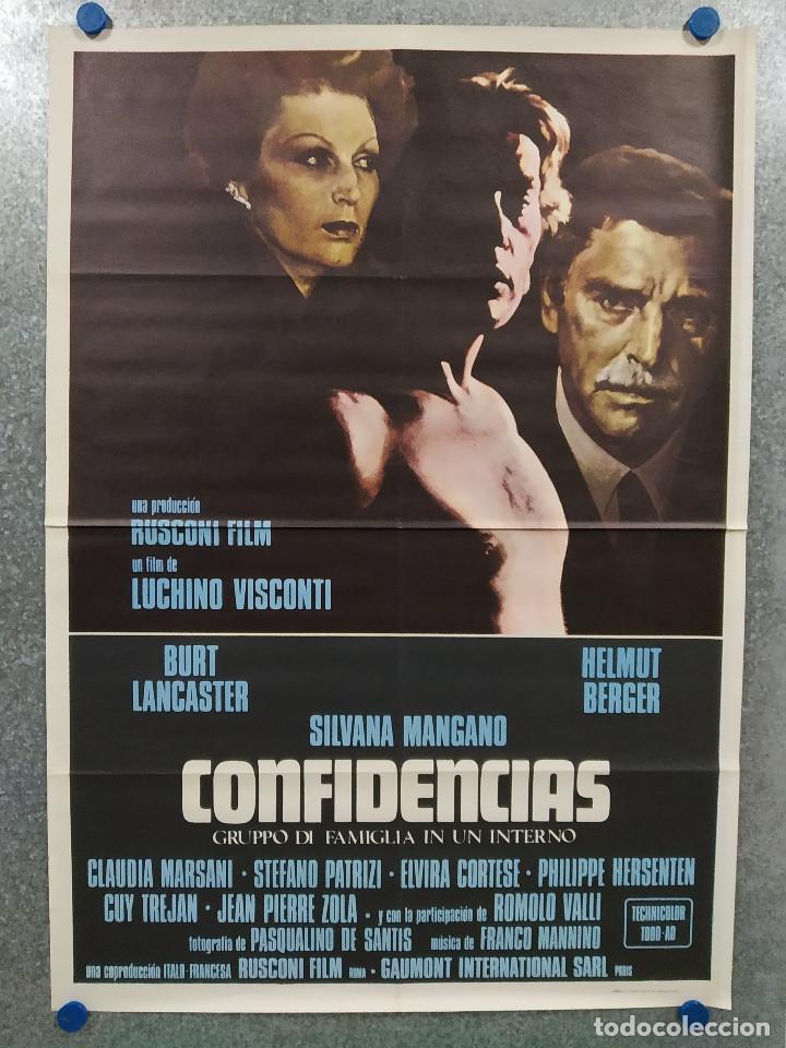 Cinema: Confidencias. Burt Lancaster, Silvana Mangano, Helmut Berger, Claudia Mars A&Ntilde;O 1975. POSTER ORIGINAL