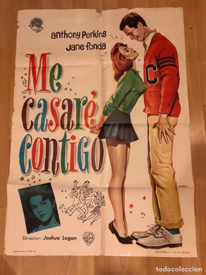 Kino: Cartel o poster me casare contigo anthony perkins jane fonda 100x70 cm