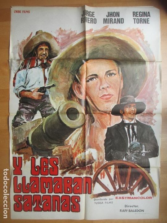 Kino: CARTEL CINE Y LES LLAMABAN SATANAS, JORGE RIVERO JHON MIRAND 1975 EMERIO C1723