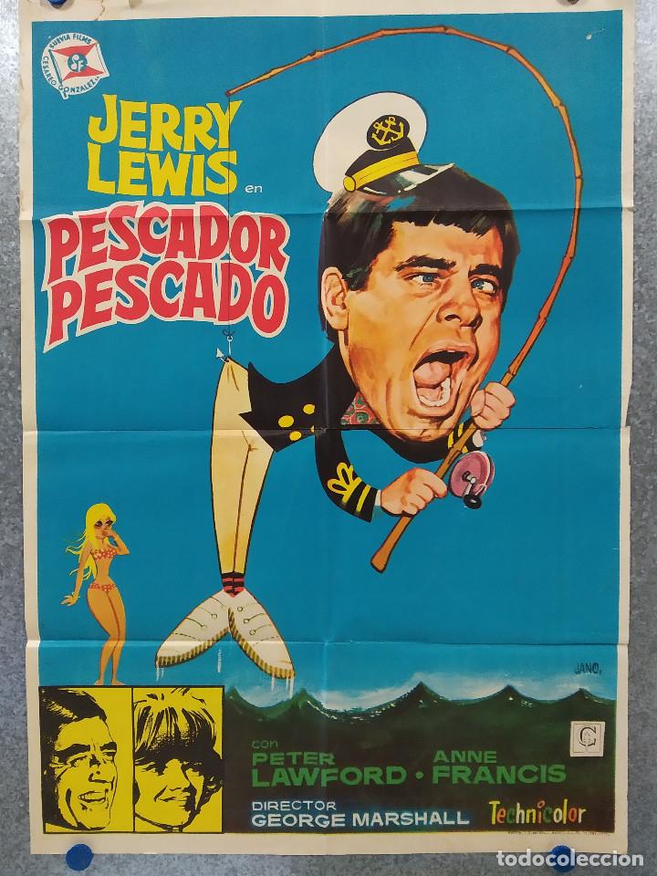 Kino: Pescador pescado. Jerry Lewis, Peter Lawford. A&Ntilde;O 1971. POSTER ORIGINAL